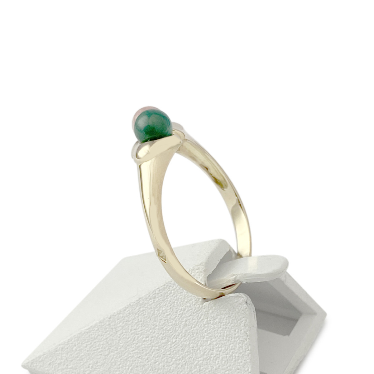 Bague d'occasion or 750 jaune malachite quartz rose