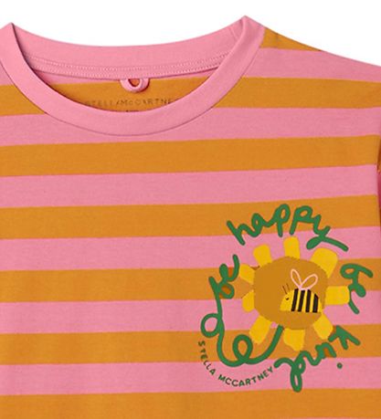 Stella McCartney Kids T-Shirt - Pink/Orange Gestreift m. Print