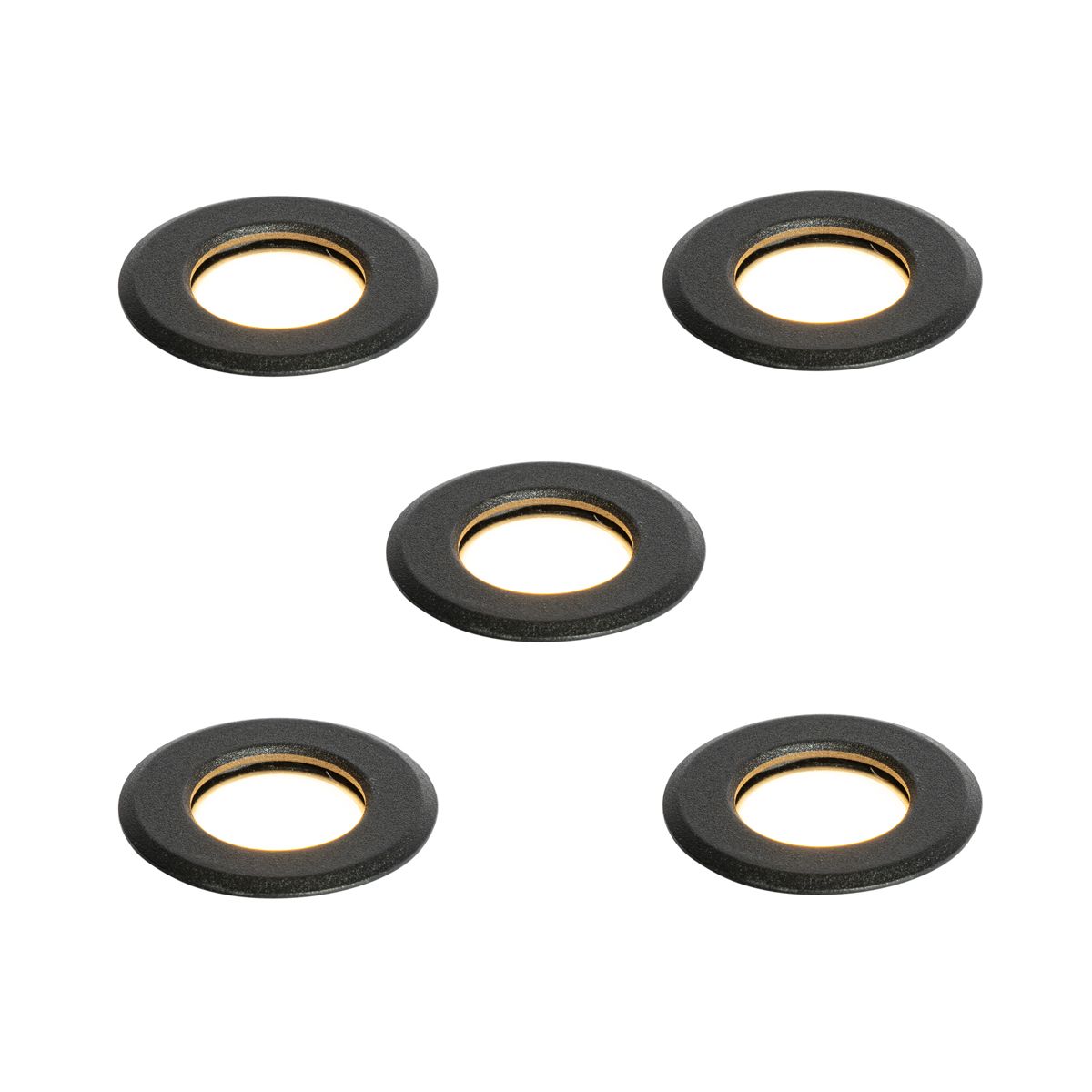 Set van 5 moderne grondspots zwart incl. LED IP67 - Linsey