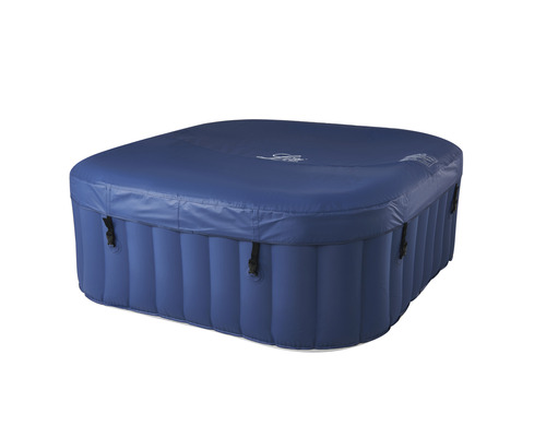 Opblaasbare hottub SQUARE NAVY Plug & Play voor maximaal 4 personen met filtersysteem, desinfectietechnologie, hottub-blazer, automatische uitschakel-/stand-byfunctie en timerfunctie, blauw