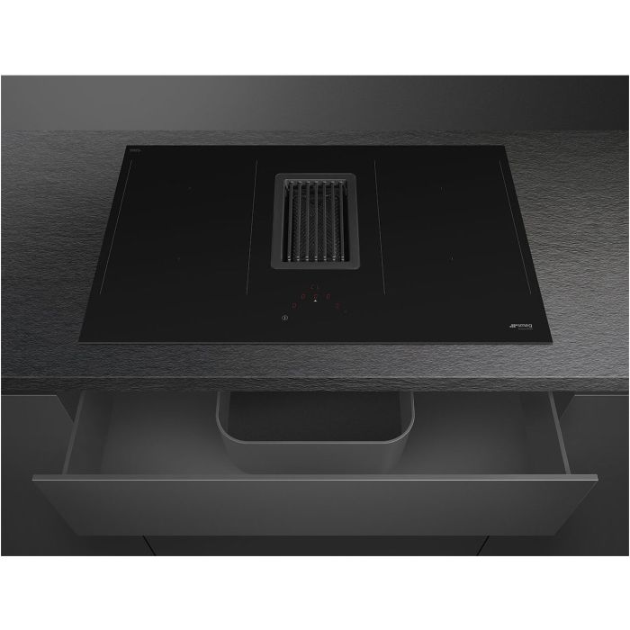 SMEG Induktions-Kochfeld + Muldenlüfter HOBD482D Schwarz