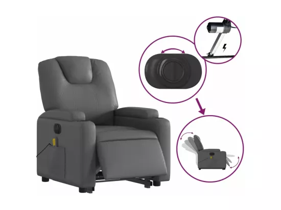 Fauteuil inclinable massant électrique gris similicuir