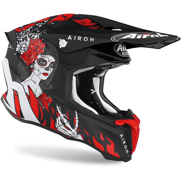 Airoh - Casque Twist 2.0 Hell Noir Mat / Blanc / Rouge