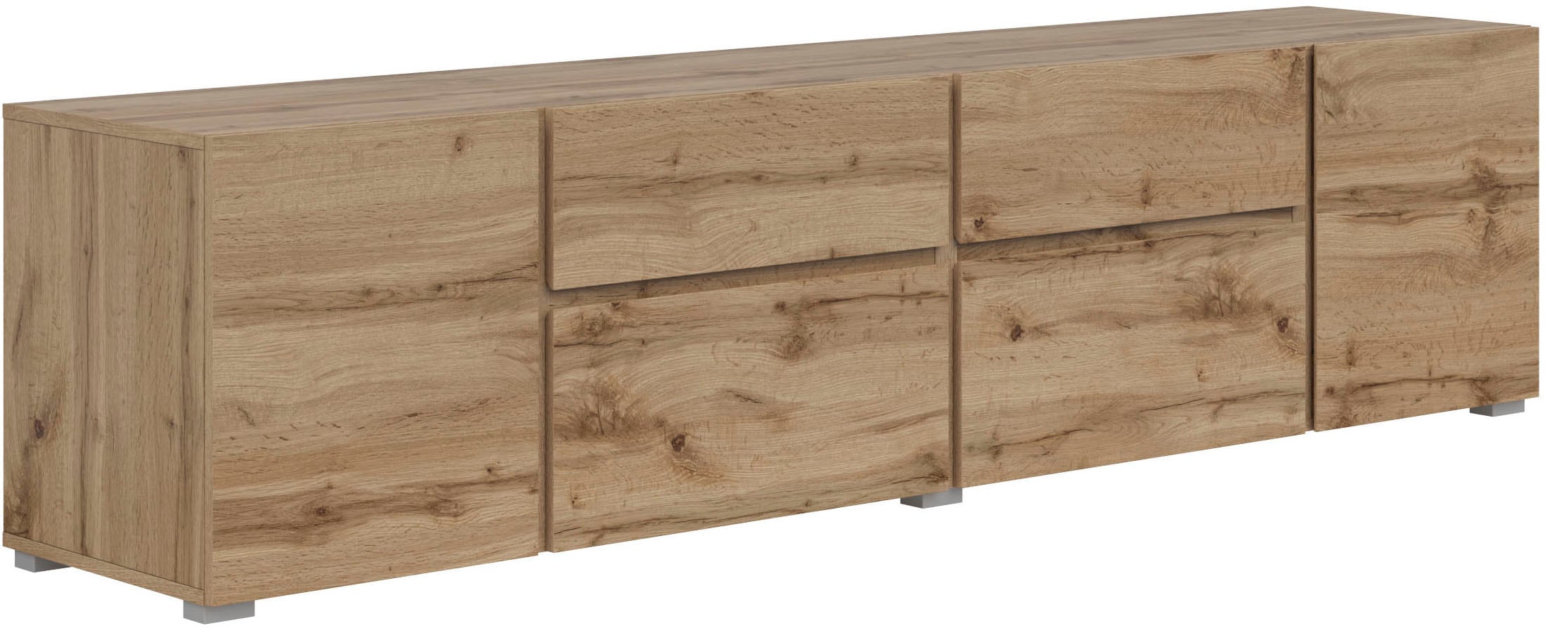 GOODproduct Lowboard »Metric,Breite 195cm, grifflose Lowboard 2Klappen/2Schubkästen/2Tür« TV-Schrank mit viel Stauraum, TV-Board