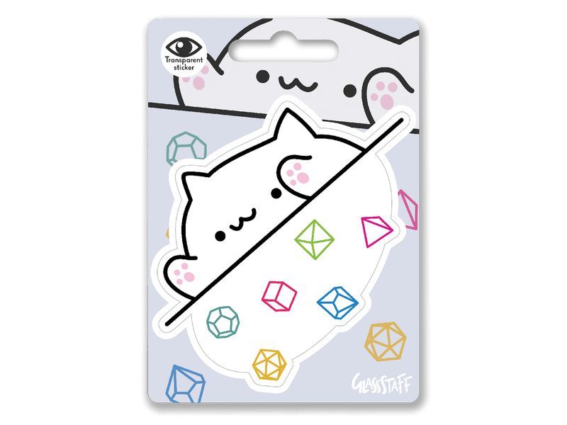 Glass Staff Bongo Dice Cat Sticker Weiss Aufkleber für RPG-Fans