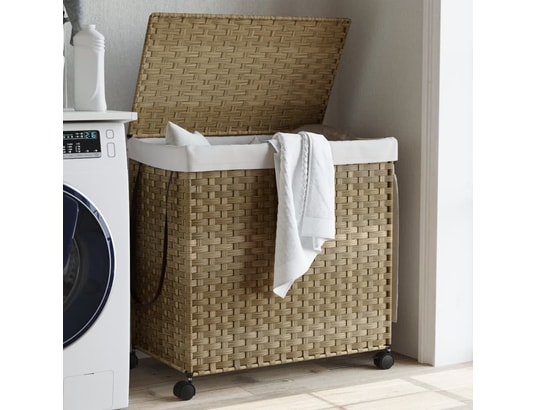 VIDAXL - Panier à linge avec roulettes 60x35x60,5 cm résine tressée
