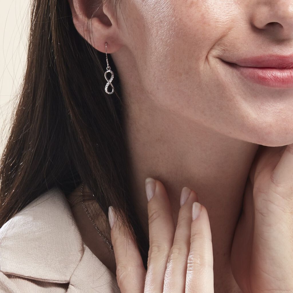 Boucles D'oreilles Pendantes Argent Blanc Teoxane