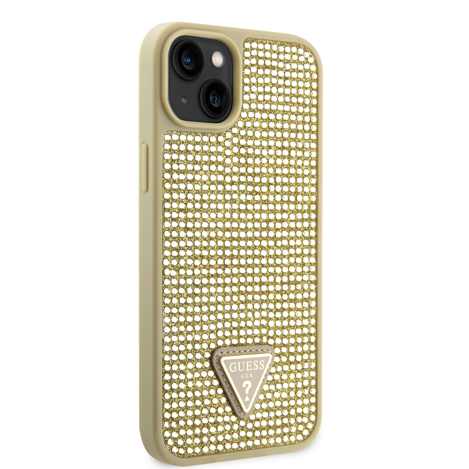 iPhone 14 Hybrid Hardcase Hülle Rhinestone Triangle (GUHCP14SHDGTPD) - Gold