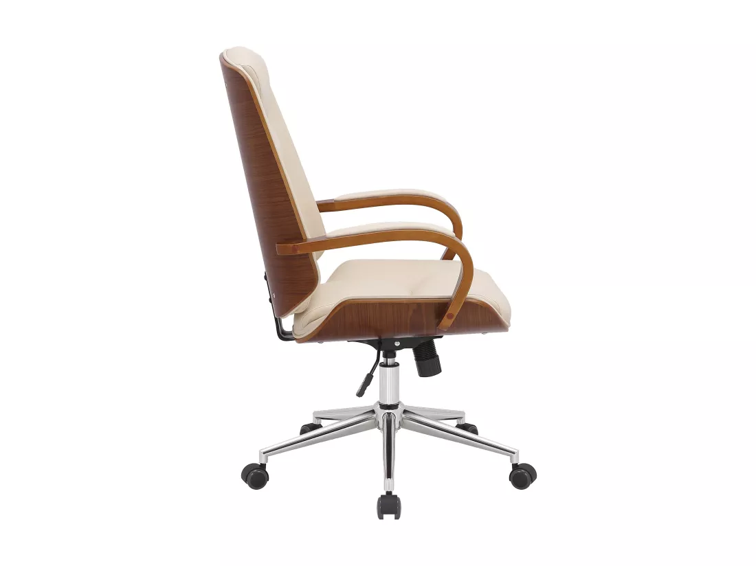 Chaise de bureau - Similicuir & Antique clair - Noyer / Crème - Yankton