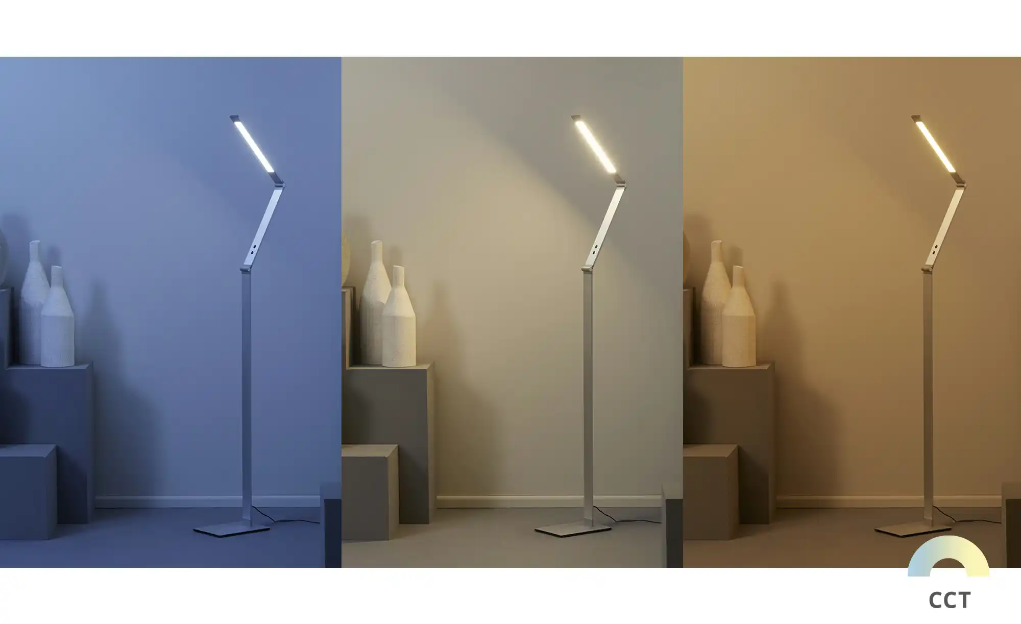 Fischer-Honsel LED-Stehleuchte, Alufarben mit Dimmer