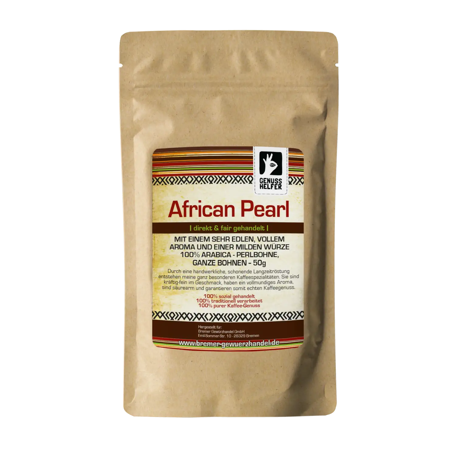 African Pearl Kaffee, ganz, 50 g