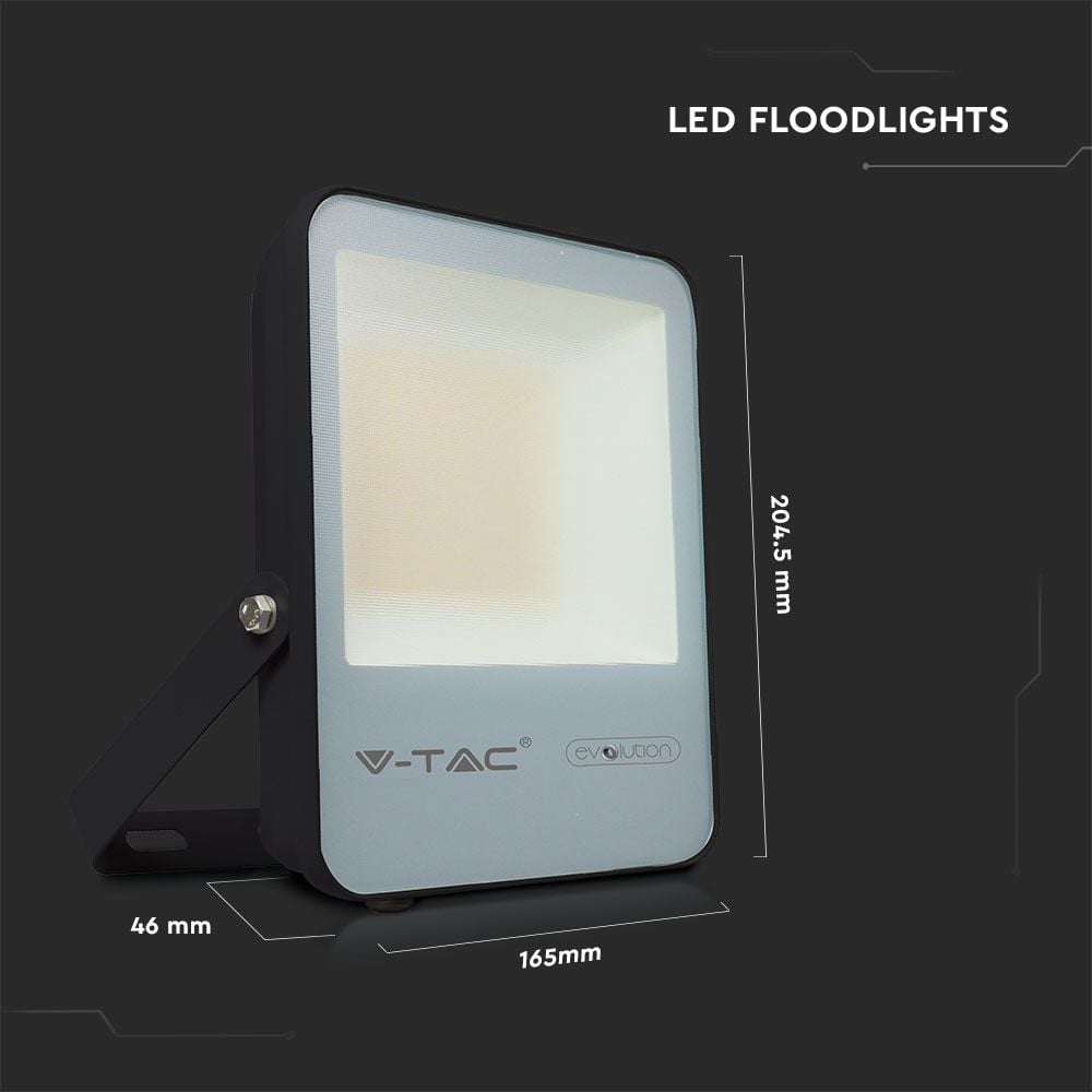 Zwarte LED-schijnwerper - 185lm/w - Evolution - IP65 - 30W - 4720 lumen - 6400K - 5 jaar