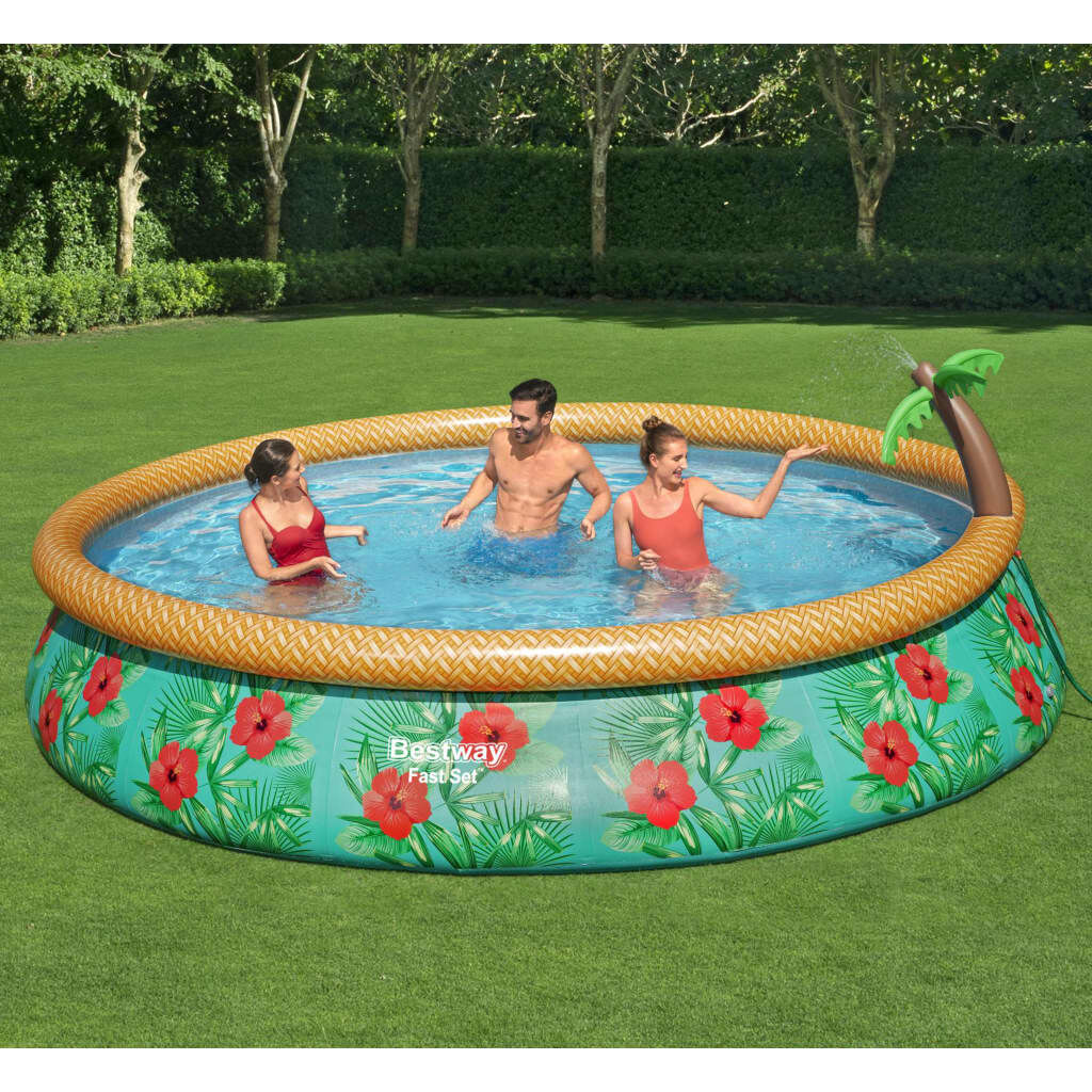 Bestway Fast Set Paradise Palms Opblaasbaar Tuinzwembad, 457x84 cm