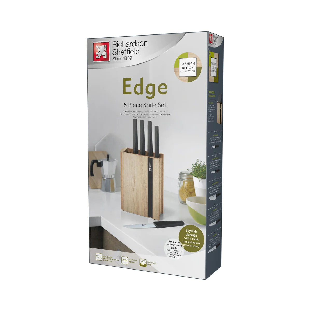 Edge Nature - Bloc 5 couteaux de cuisine Richardson Sheffield