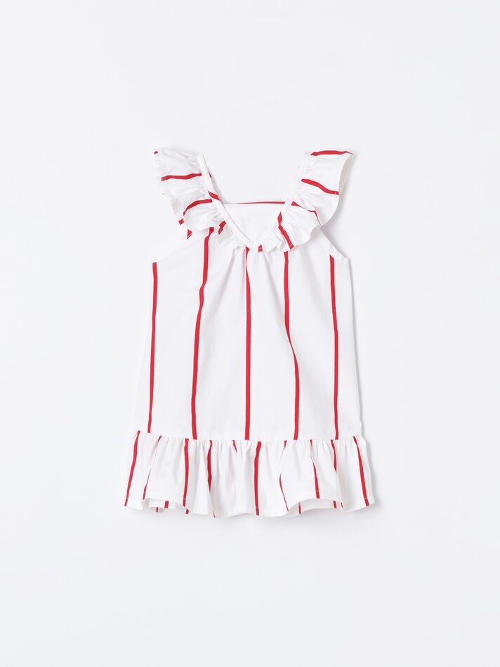 Vestido de alças com babados - Branco