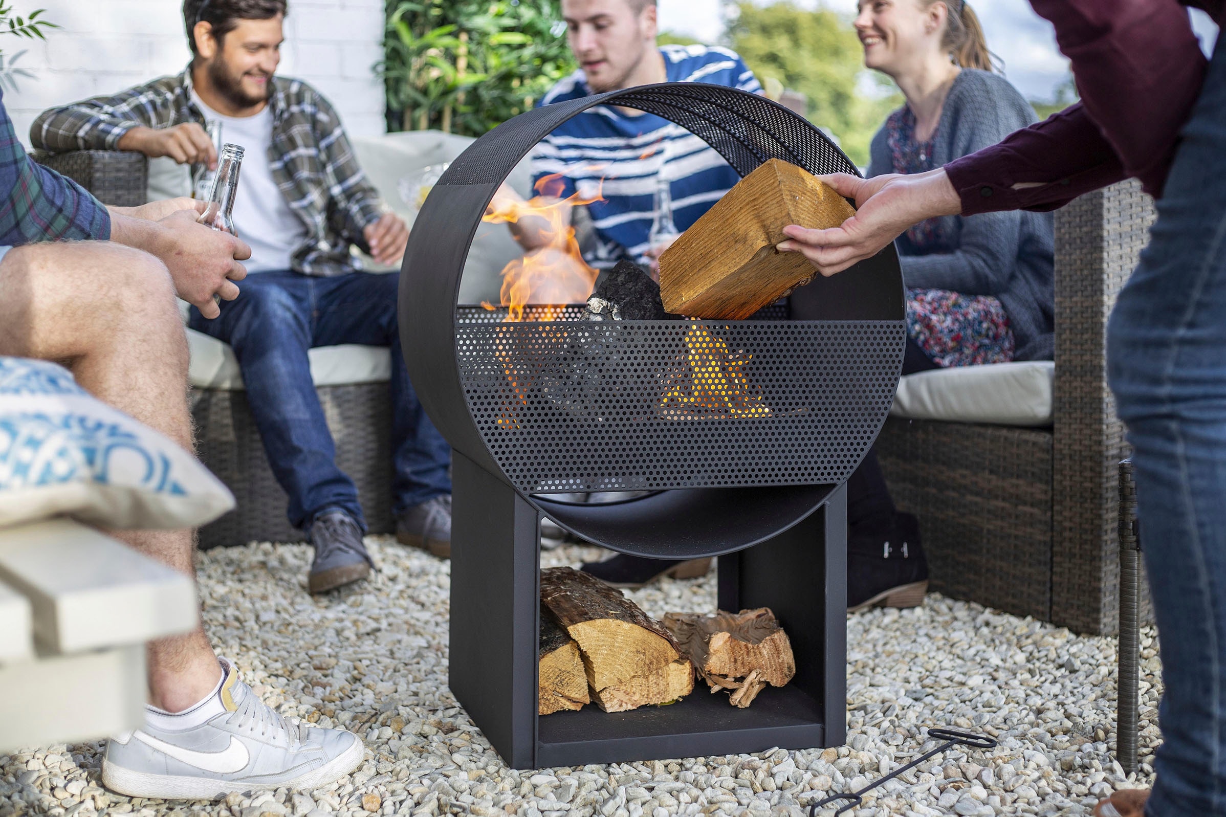 Buschbeck Feuerstelle »Porthole« Feuerkorb, Feuerschale schwarz, BxTxH: 56x40x80 cm