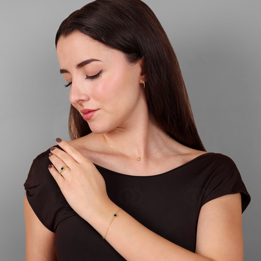 Armband 750/18 K Gelbgold mit Saphir 4-Griff