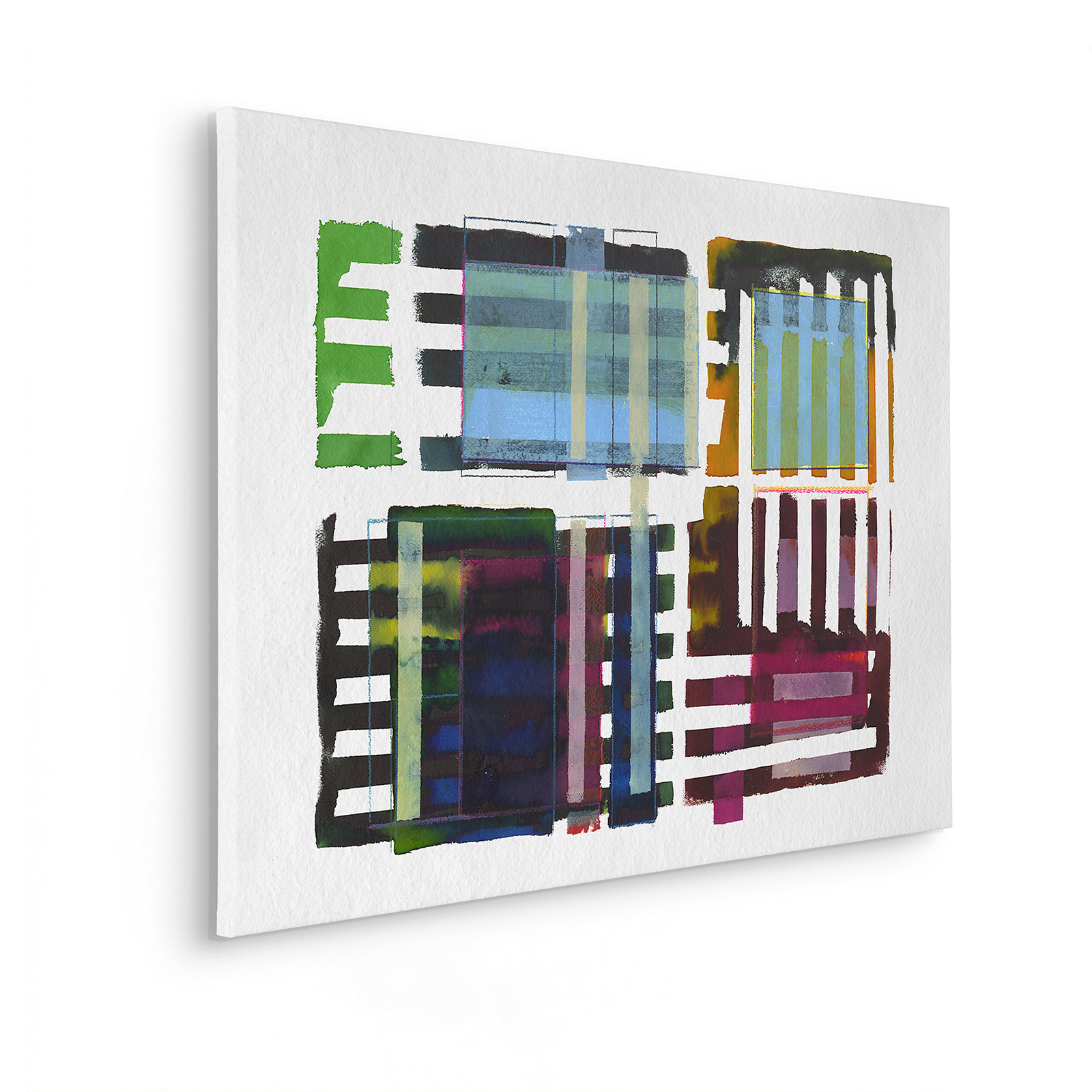Keilrahmenbild GRIDS & STRIPES - bunt - 60x90 cm