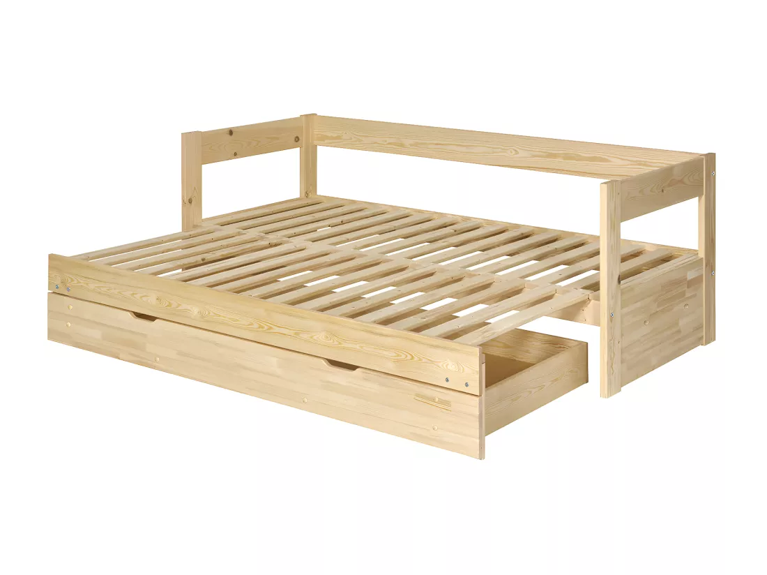 lit banquette gigogne avec tiroir 80x200 cm bois massif bois RAVI