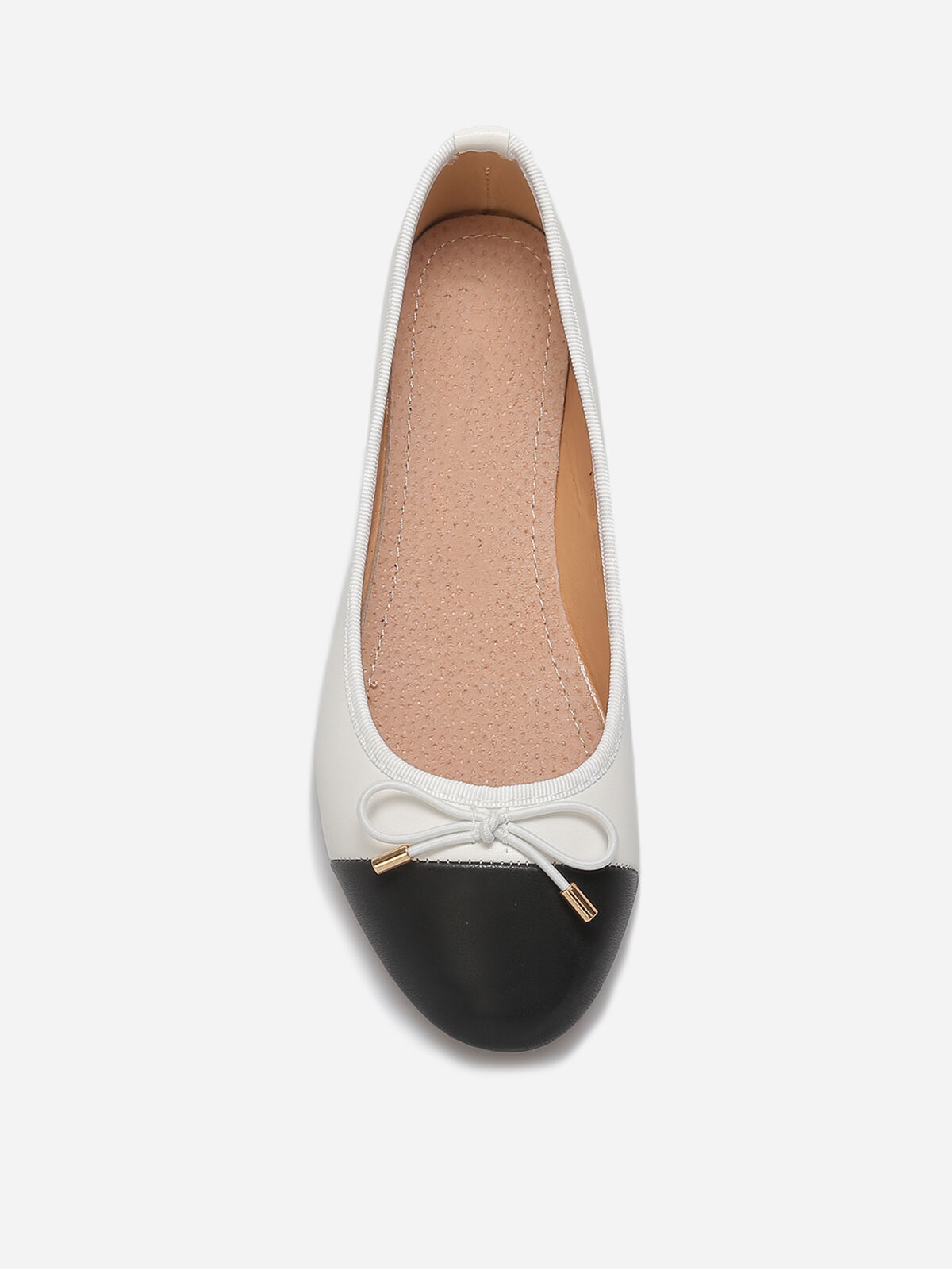 Ballerines bicolore avec nœud- Blanc