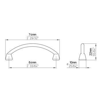 Greep Karlijn chroom mat 74mm