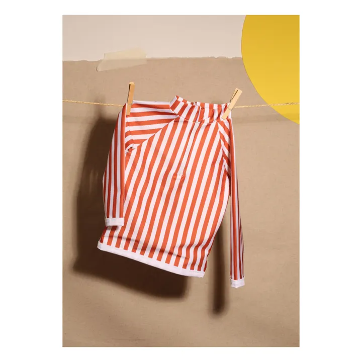 Juillet Juillet T-Shirt Anti-UV Matière Recyclée Rayé | Terracotta