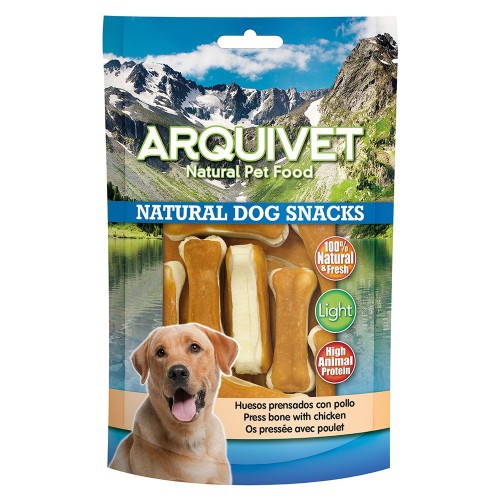 Arquivet Petiscos Naturais para Cães, Ossinhos Prensados com Sabor de Frango