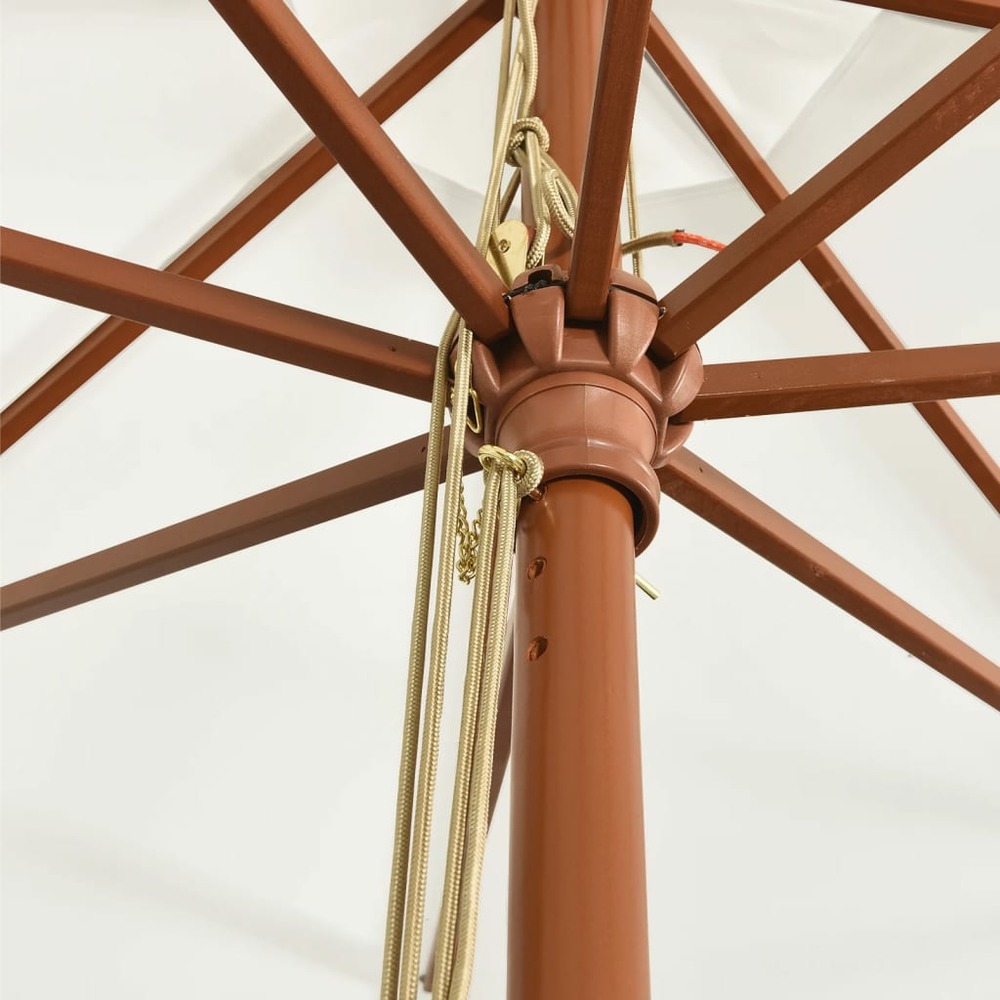 Parasol de jardin avec mât en bois 400 x 273 cm sable