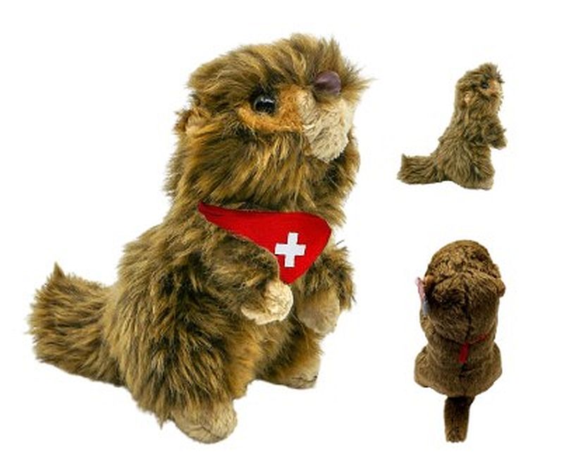 Plüsch Murmeli 12cm rotes Halstuch Schweizer Kreuz