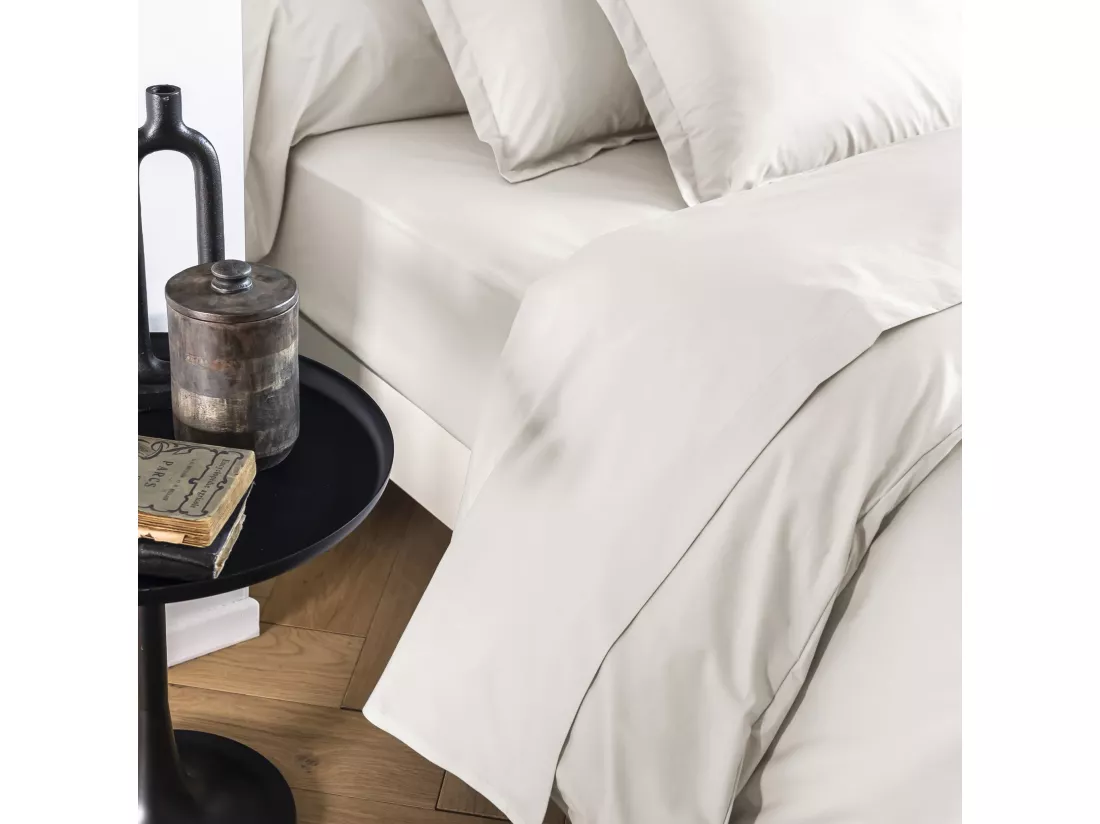 Drap plat coton percale Meringue 240x310 - SOMEO - MORPHEE