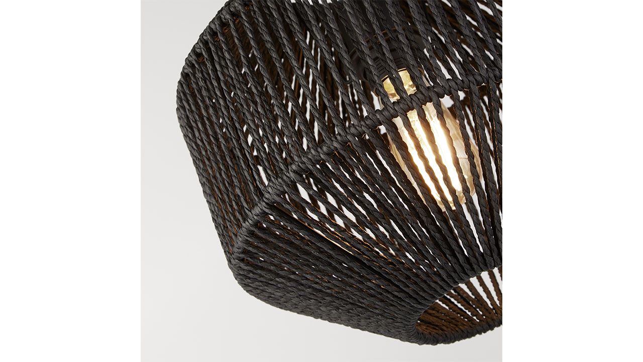 Hanglamp 11203-1BK Wicker ⌀30  x H28 cm