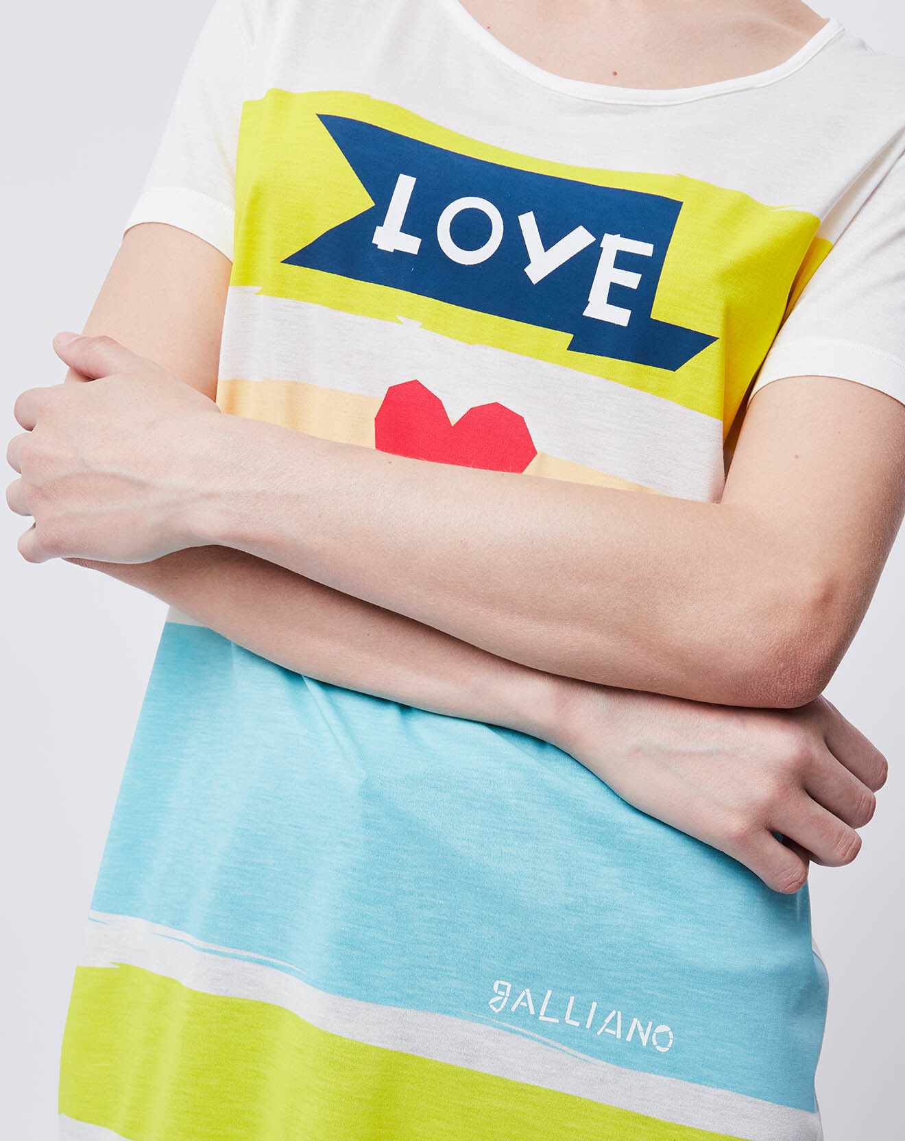 John Galliano T-Shirt Long imprimé blanc cassé/multicolore
