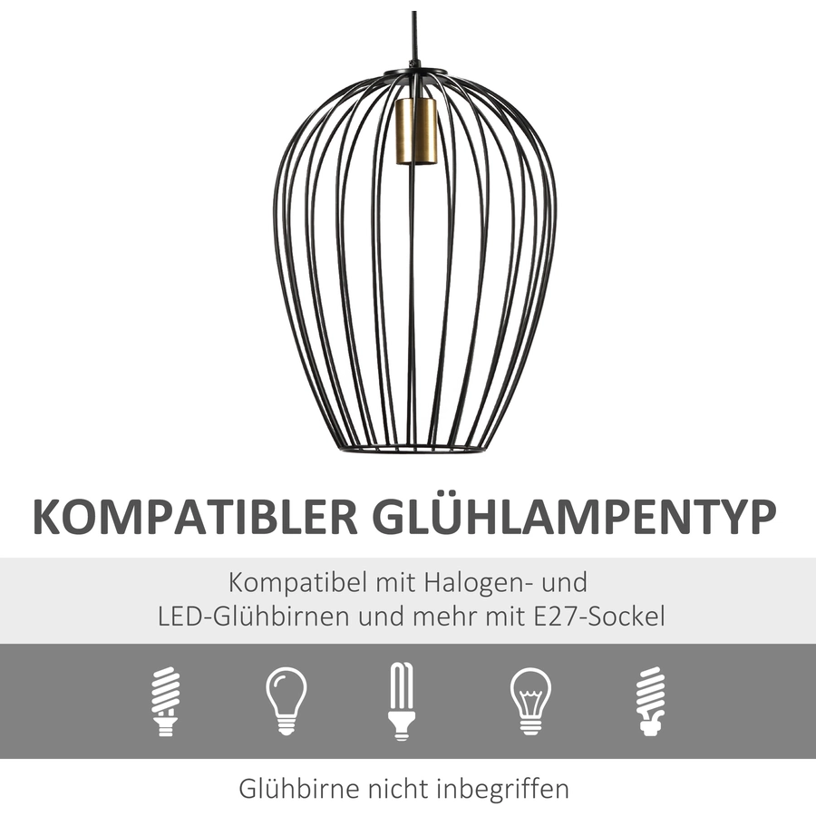 HOMCOM Hängelampe höhenverstellbar schwarz