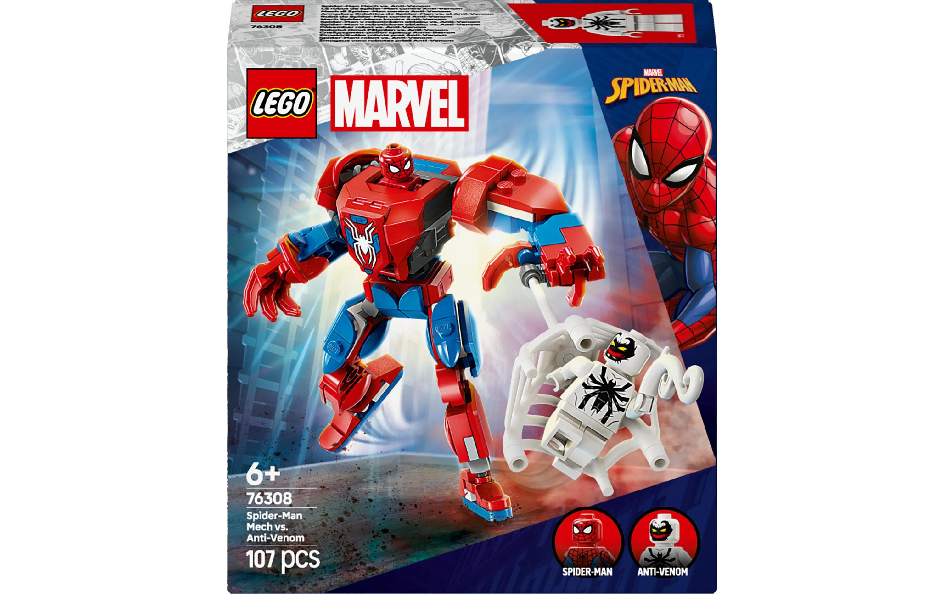 Marvel Spider-Man Mech vs. Anti-Venom 76308Baubarer Spider-Man Mech mit 2 Minifiguren