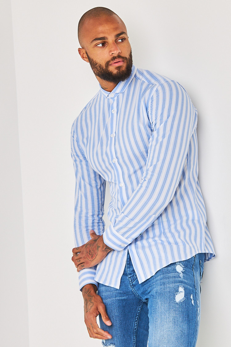 Chemise bleu/blanc rayée