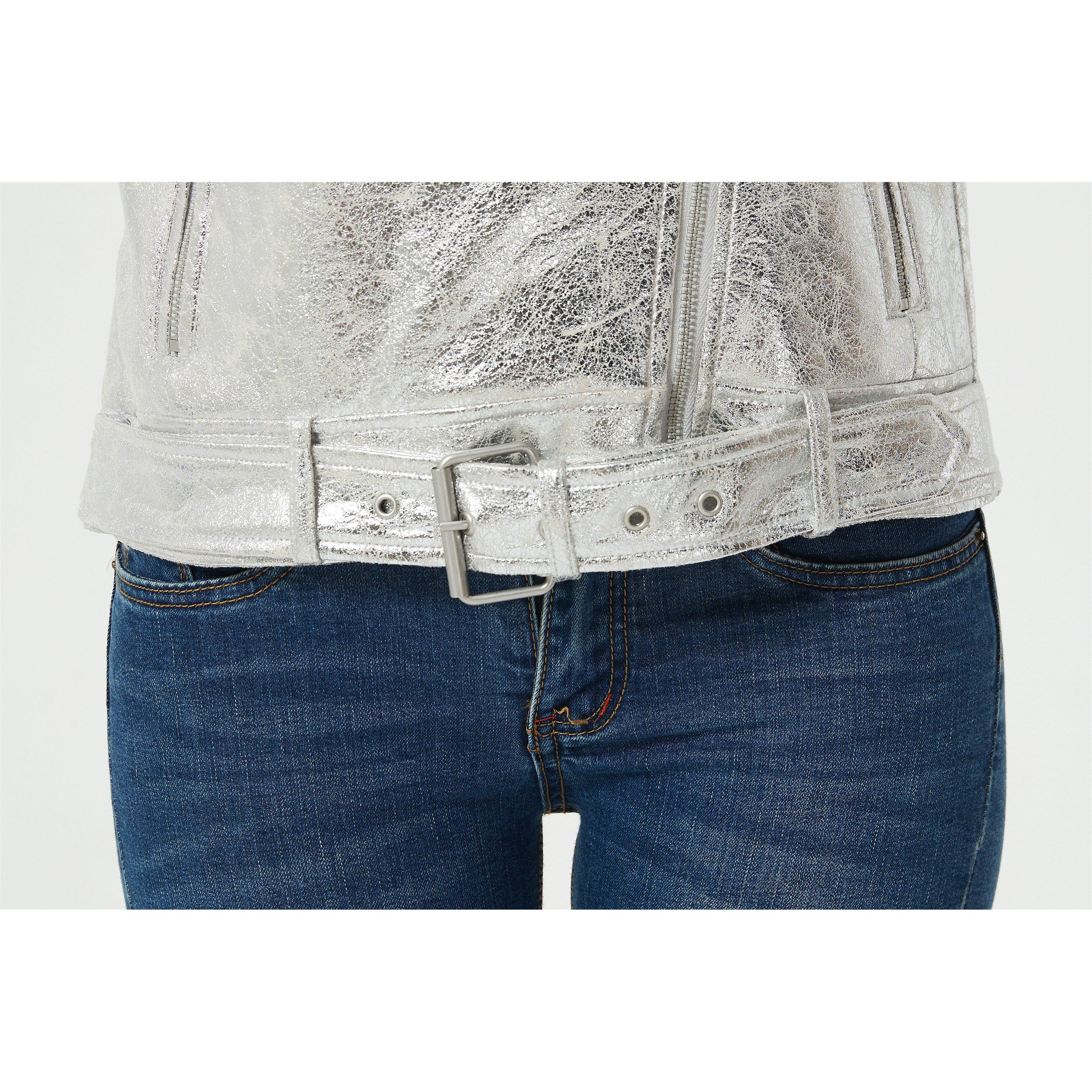 Be You B Metallic Biker Jacket
