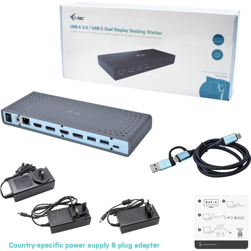 i-tec USB 3.0 / USB-C / Thunderbolt 3 Dual Display Docking Station