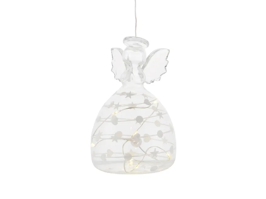 Sirius Home Sweet Christmas Angel, Dekorativ lysfigur, Transparent, Glas, 8 pære(r ), LED, Batteri