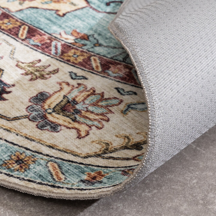 Rond vintage buitenkleed - Santo Medaillon Lichtblauw