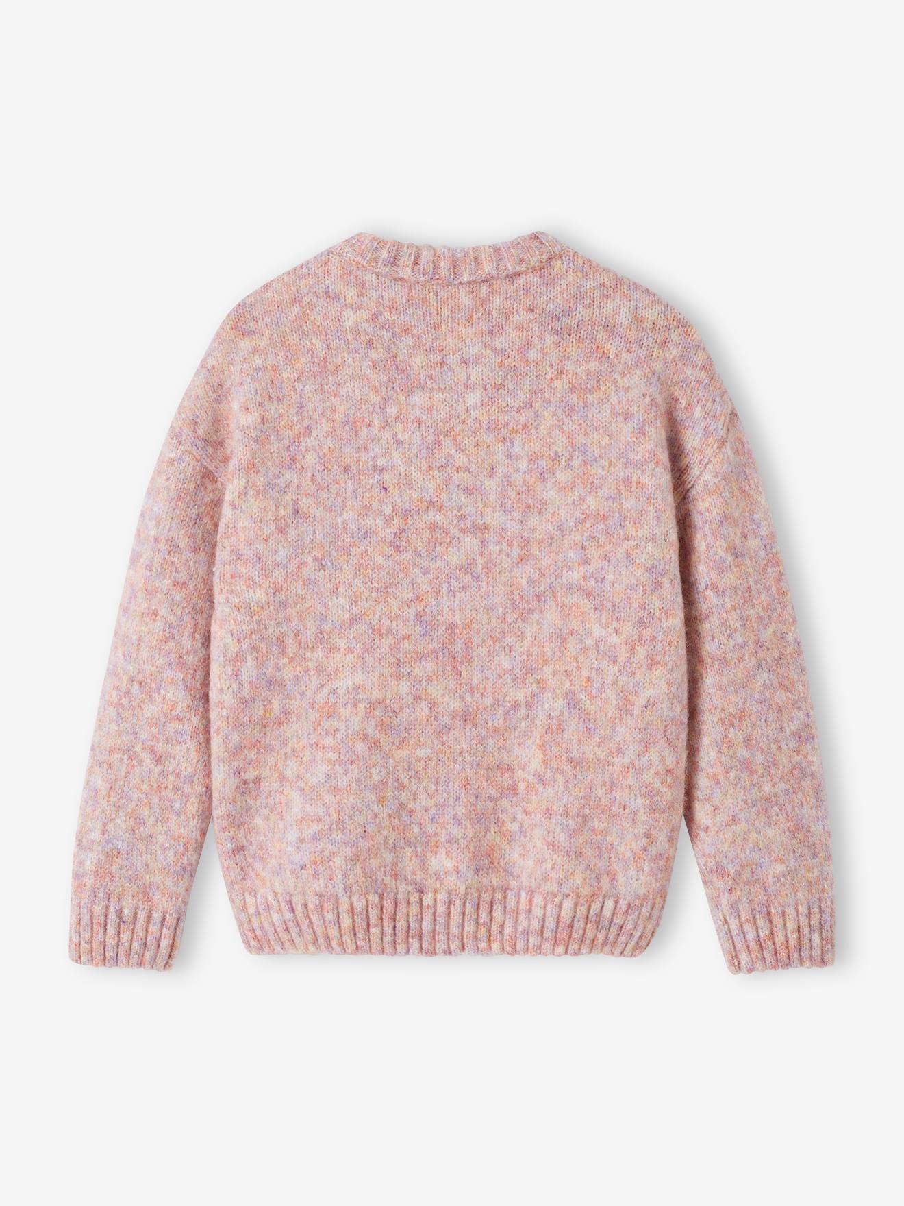 Suéter de malha mesclada multicolorido para meninas