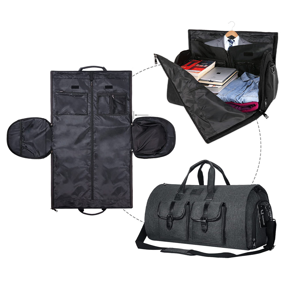 (60x30cm) Multifunktions Stoff Reise Tasche Business Bag mit Anzugstasche / Schuhfach - Dunkelgrau