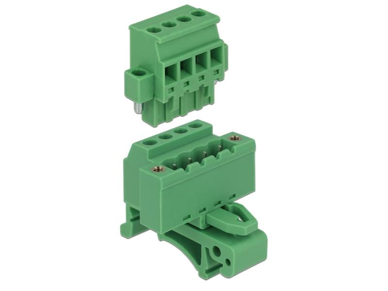 Delock Hutschiene/DIN Rail Terminalblock 4Pin Delock Terminalblock Set für Hutschienen 4 Pin mit Schraubverriegelung