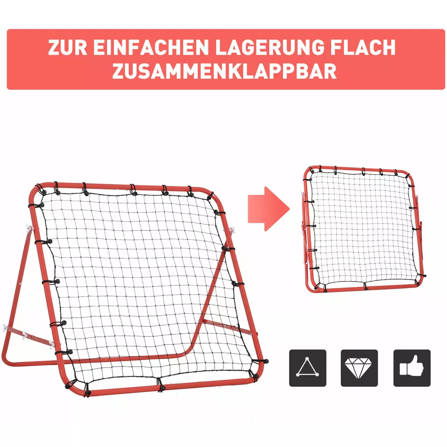 HOMCOM Fußball Rebounder mit verstellbaren Winkeln rot