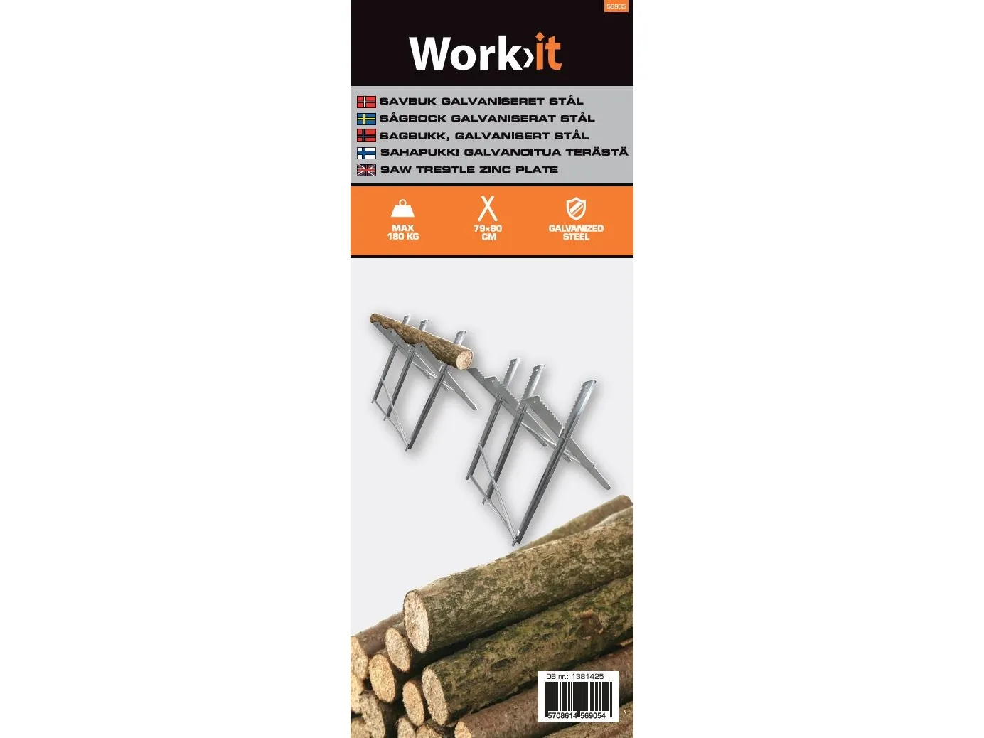 Work>it® savbuk 79 x 80 cm 180 kg galvaniseret stål