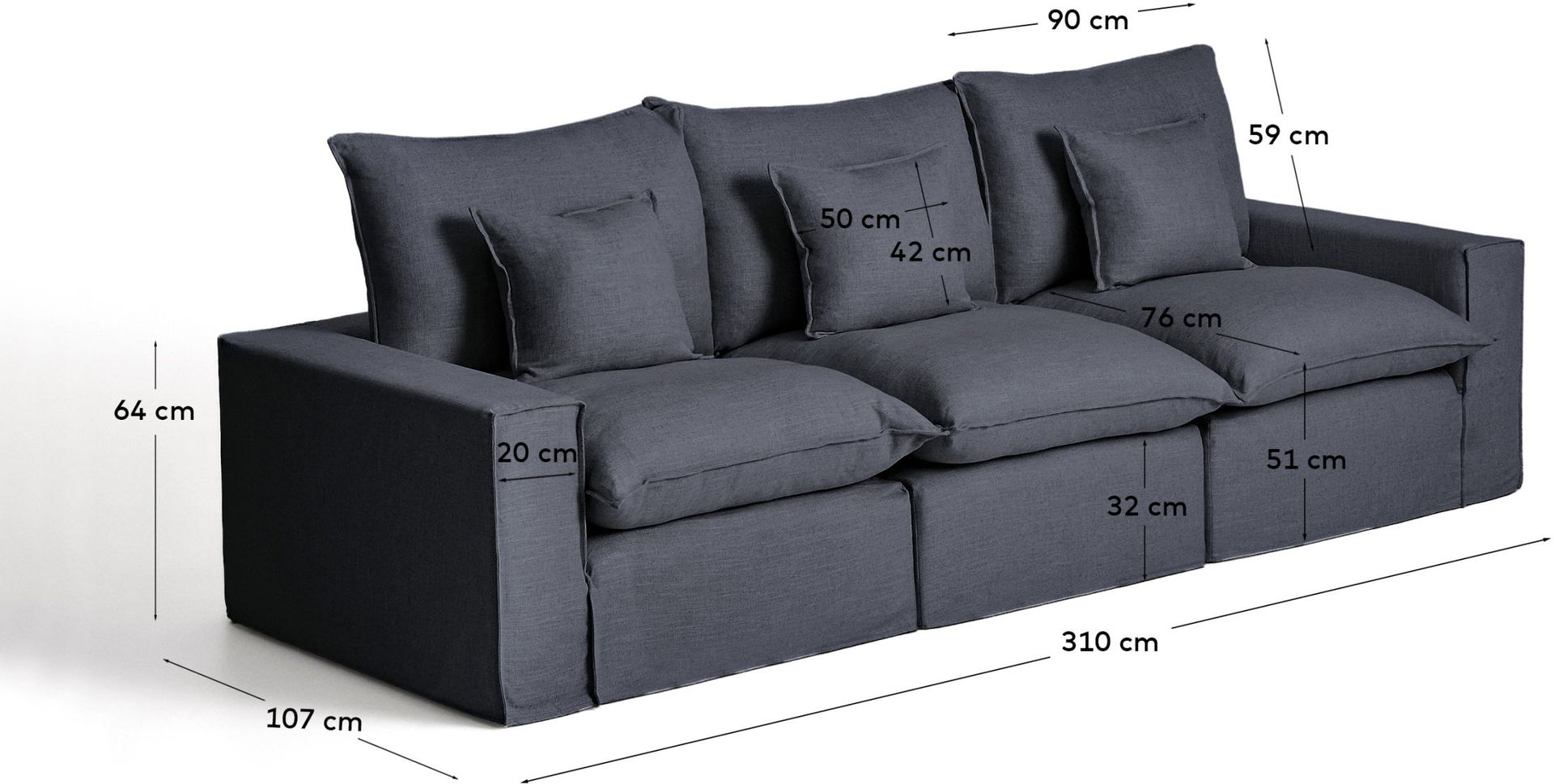 Kave Home Anarela Donkergrijs Elementenbank