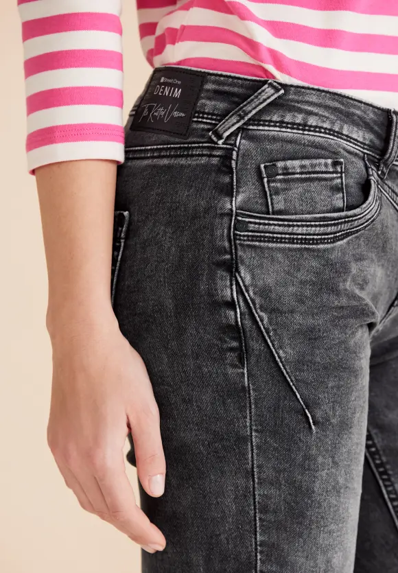 Casual Fit used Jeans - black knit washed