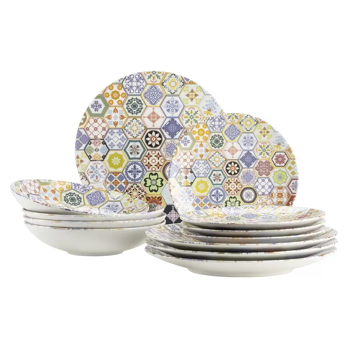 Tellerset 12tlg. AMARANTE Bunt