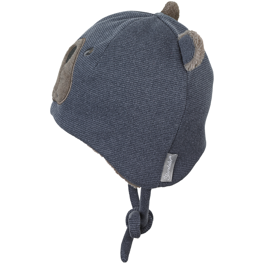 Sterntaler Mütze Bär blau melange