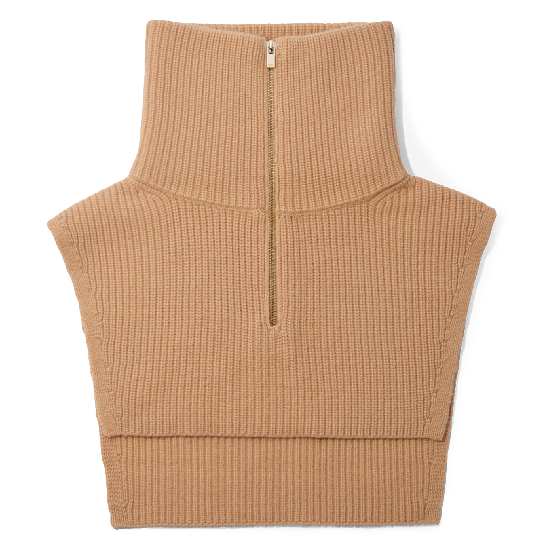 Col amovible côtelé en laine mélangée | Beige
