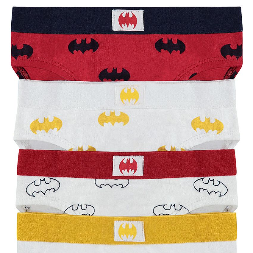 Lot de 5 slips en coton avec logo BATMAN all-over - Blanc